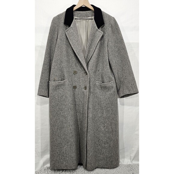 VTG Projections Long Wool Coat Gray Double Breasted Overcoat USA Union Women M/L - Picture 1 of 15